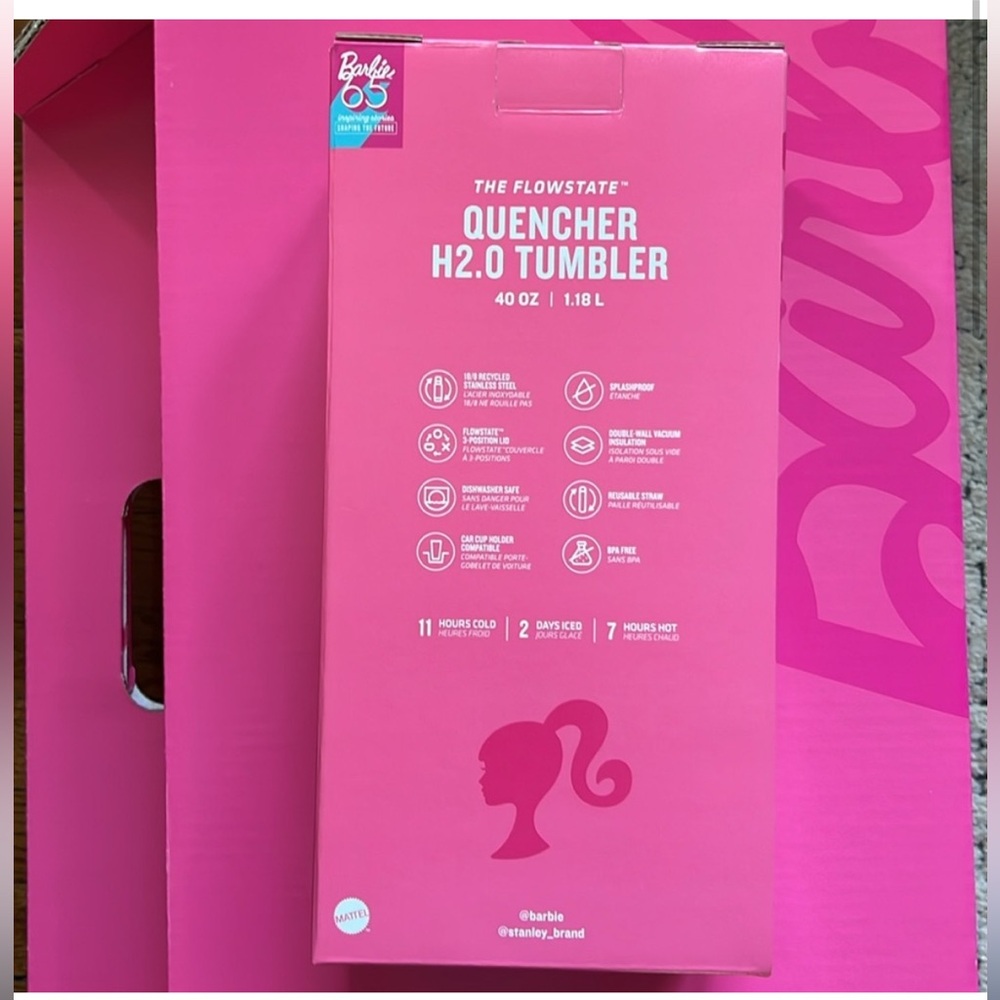 BARBIE STANLEY 2024 PINK 40 OZ COLLECTOR TUMBLER CUP NEW IN BOX - Picture 5 of 6
